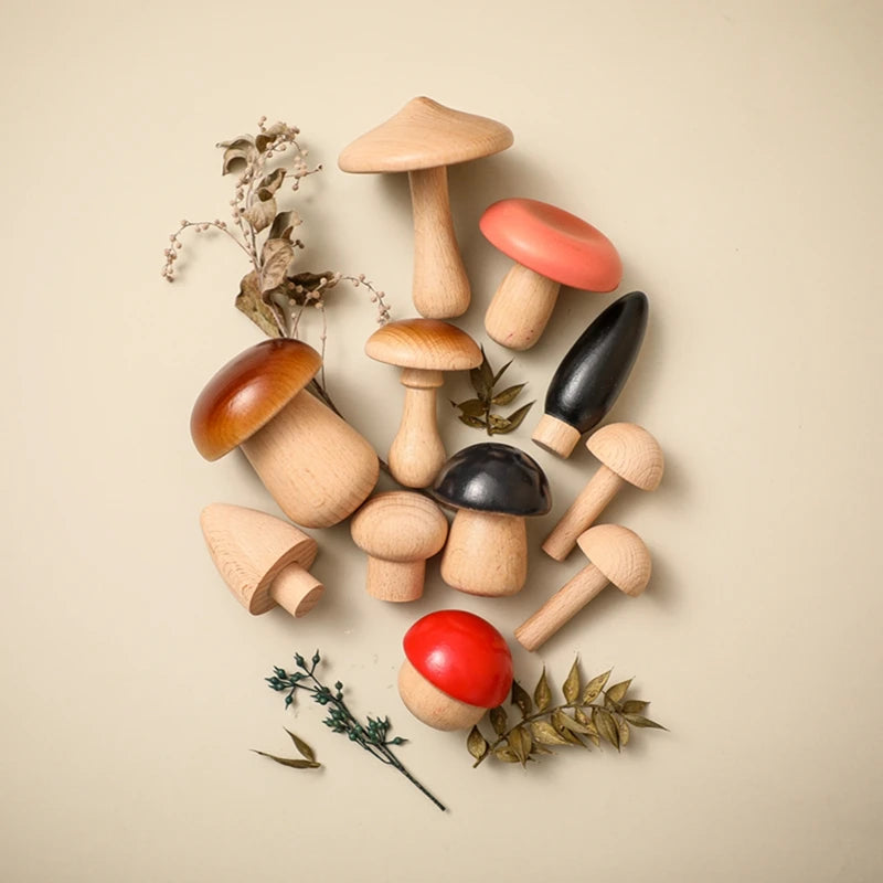 Wooden Mushroom Building Blocks Set