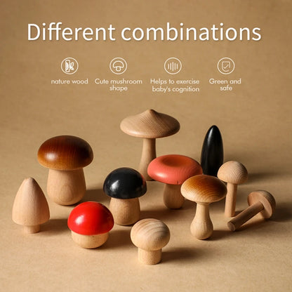 Wooden Mushroom Building Blocks Set