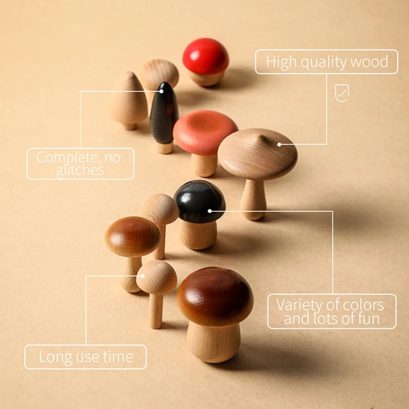 Wooden Mushroom Building Blocks Set