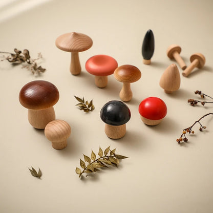 Wooden Mushroom Building Blocks Set