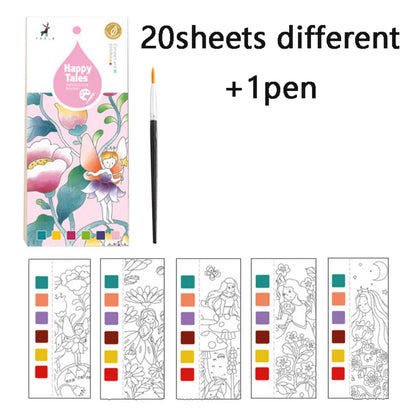 20 Sheets Portable Children's Watercolor Painting Book